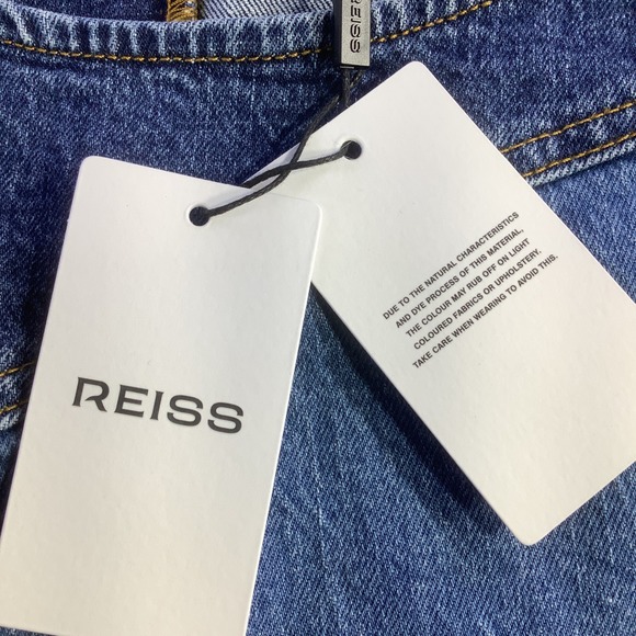 Reiss Indigo Wilder Patchwork Denim Maxi Dress US 14 Zip Back‎ A Line NWT - Picture 7 of 13